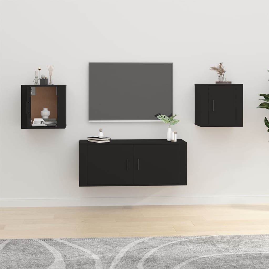 Wall Mounted Tv Cabinets 2 Pcs 40X34.5X Black
