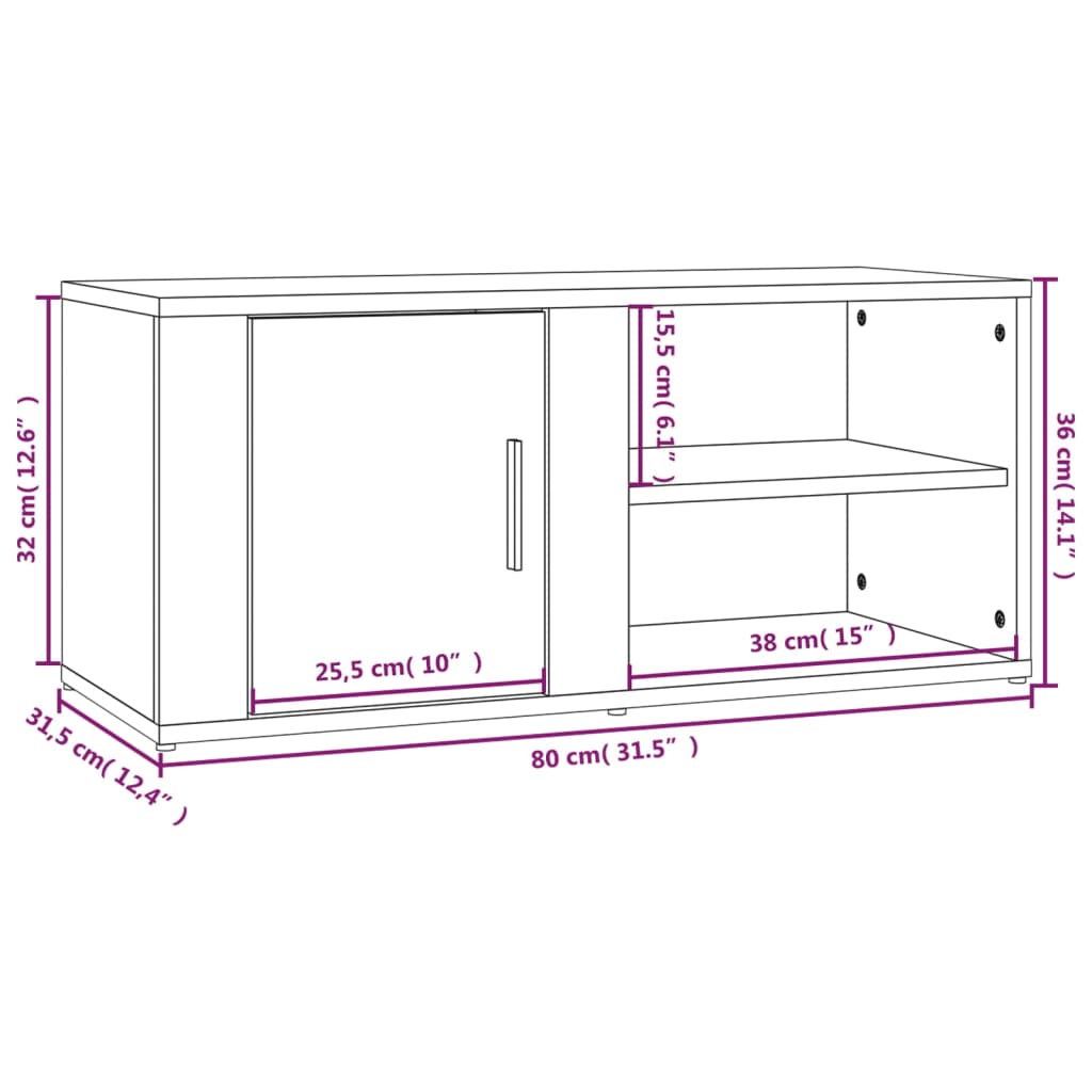 Tv Cabinet 80X31,5X36 Cm Engineered Wood