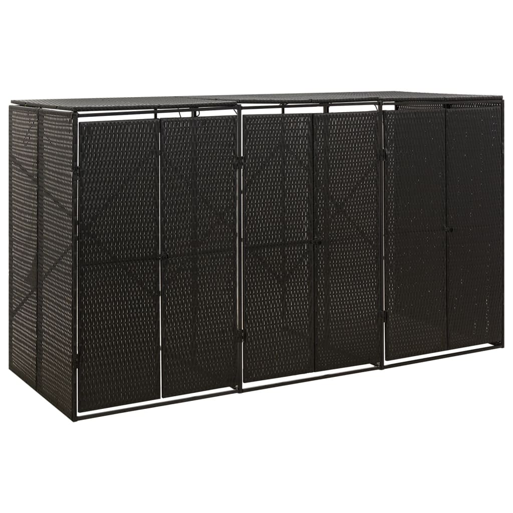 Triple Wheelie Bin Shed 207X80X117 Cm Poly Rattan