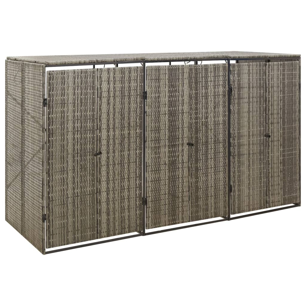 Triple Wheelie Bin Shed 207X80X117 Cm Poly Rattan