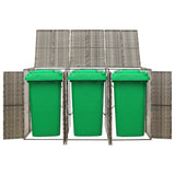 Triple Wheelie Bin Shed 207X80X117 Cm Poly Rattan