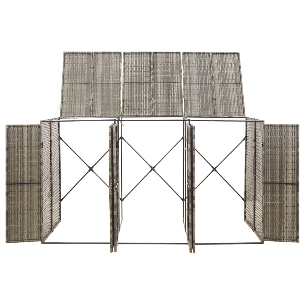 Triple Wheelie Bin Shed 207X80X117 Cm Poly Rattan