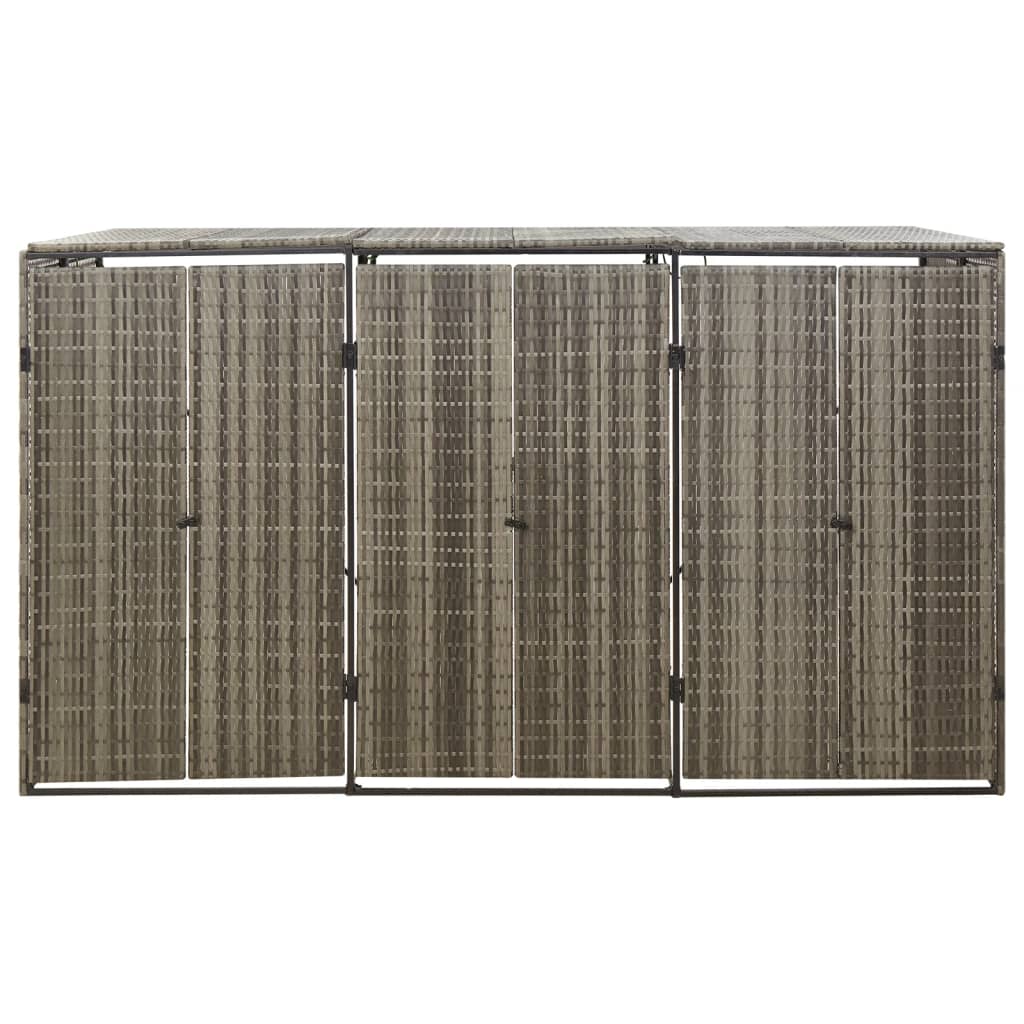 Triple Wheelie Bin Shed 207X80X117 Cm Poly Rattan