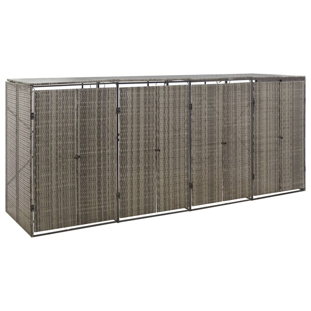 Triple Wheelie Bin Shed 207X80X117 Cm Poly Rattan