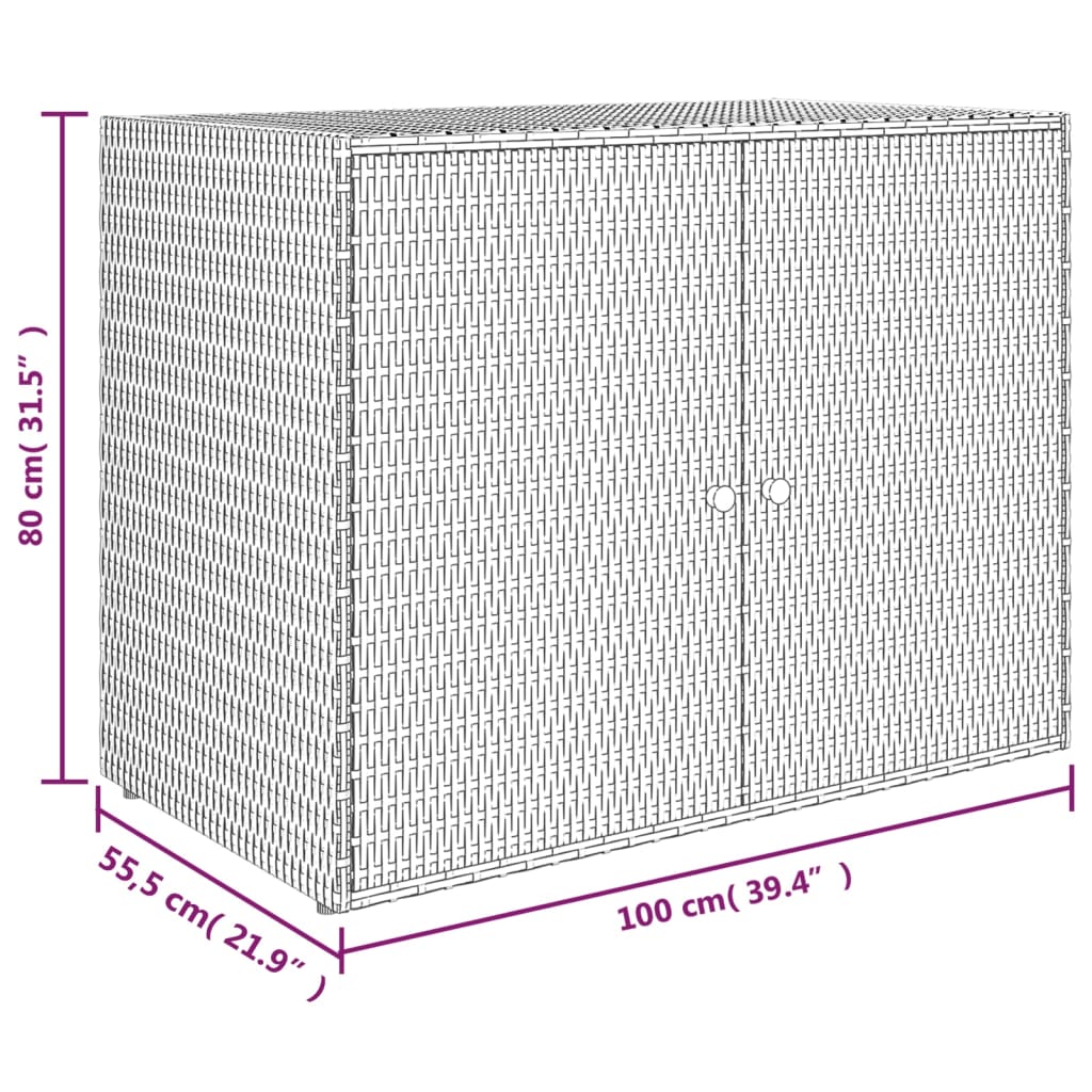 Garden Storage Cabinet 100X55.5X80 Cm Poly Rattan