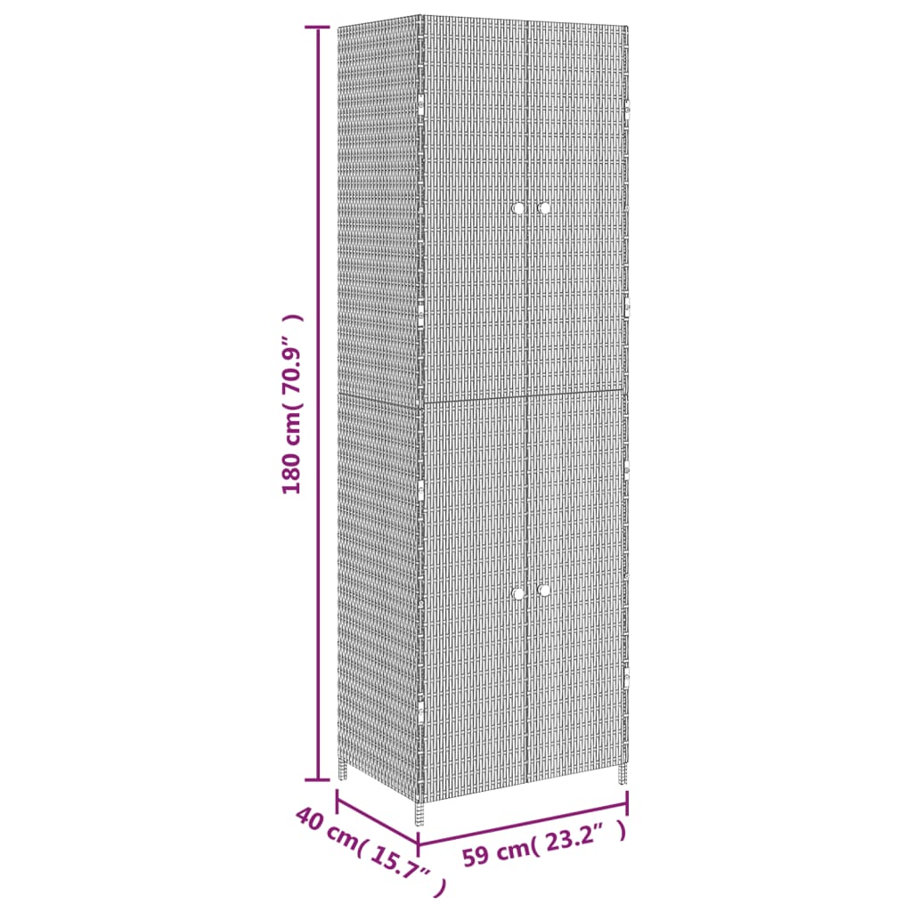 Garden Storage Cabinet 59X40X180 Cm Poly Rattan