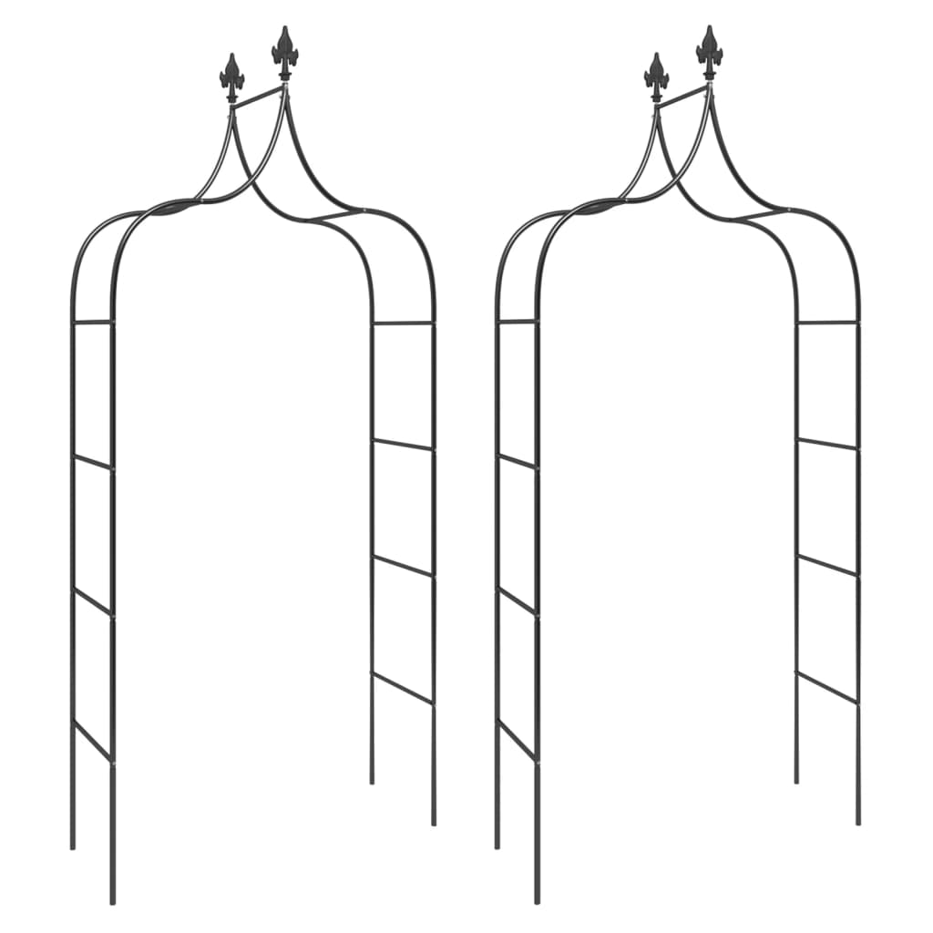 Garden Arches 2 Pcs Black 120X38X260 Cm Steel