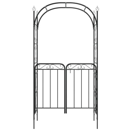 Garden Arch With Gate Black 108X45X235 Cm Steel