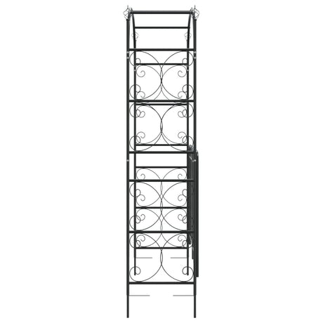 Garden Arch With Gate Black 108X45X235 Cm Steel