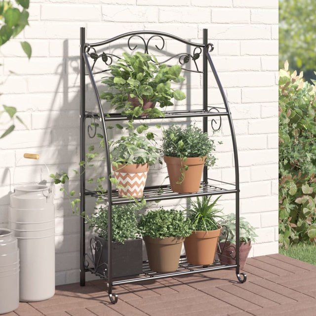 Flower Rack Black 56X30X96 Cm Steel