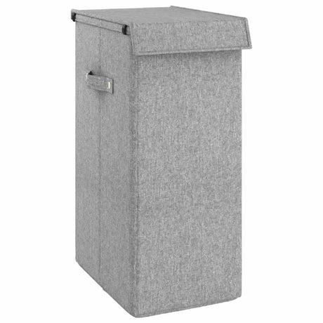 Foldable Laundry Hamper Grey Faux Linen Fabric