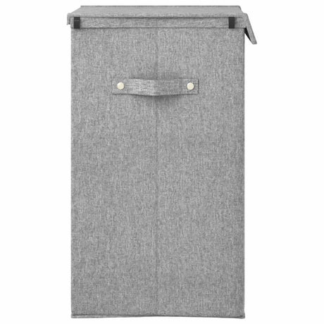 Foldable Laundry Hamper Grey Faux Linen Fabric