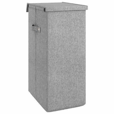 Foldable Laundry Hamper Grey Faux Linen Fabric