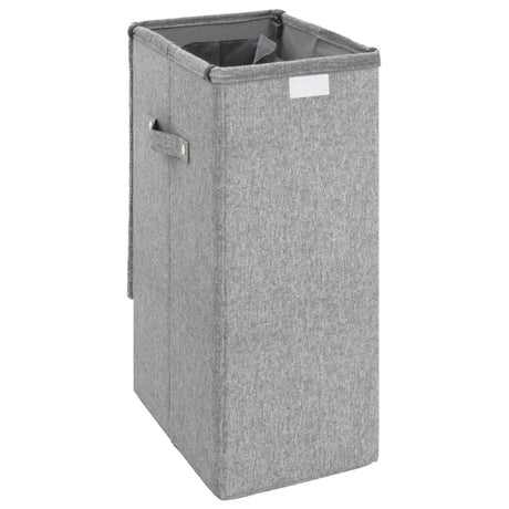 Foldable Laundry Hamper Grey Faux Linen Fabric