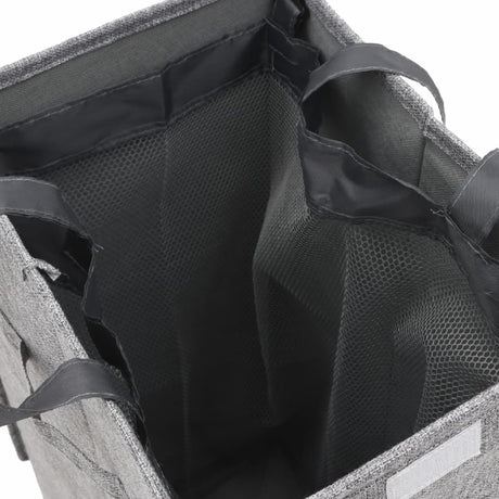 Foldable Laundry Hamper Grey Faux Linen Fabric