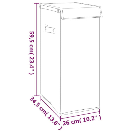 Foldable Laundry Hamper Grey Faux Linen Fabric