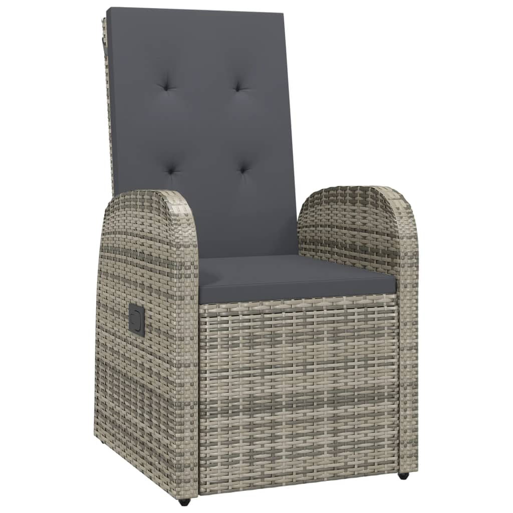 Reclining Garden Chairs With Cushions 2 Pcs Grey Poly Rattan