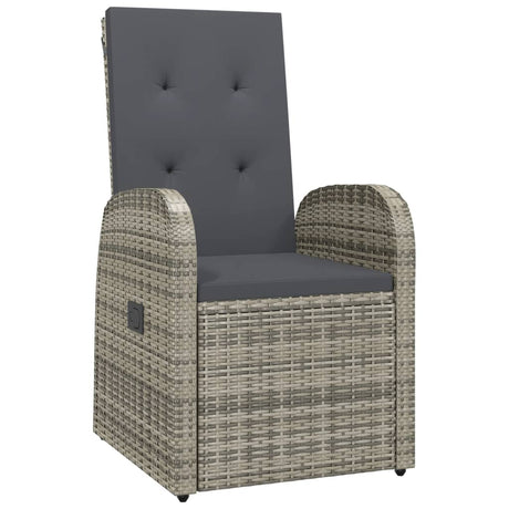 Reclining Garden Chairs With Cushions 2 Pcs Grey Poly Rattan