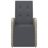 Reclining Garden Chair With Cushions Grey Poly Rattan