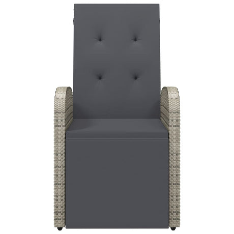 Reclining Garden Chair With Cushions Grey Poly Rattan