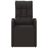 Reclining Garden Chair With Cushions Black Poly Rattan