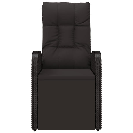 Reclining Garden Chair With Cushions Black Poly Rattan