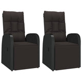 Reclining Garden Chairs With Cushions 2 Pcs Black Poly Rattan