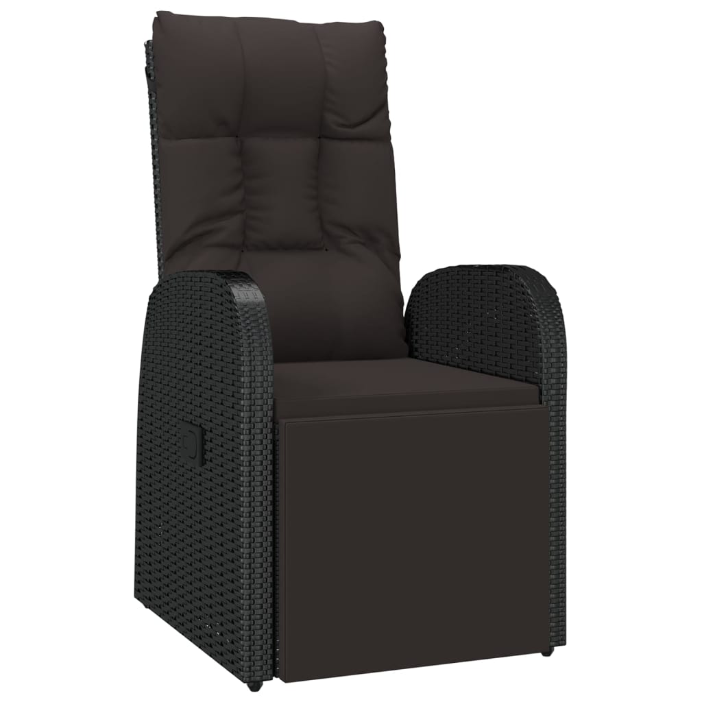Reclining Garden Chairs With Cushions 2 Pcs Black Poly Rattan