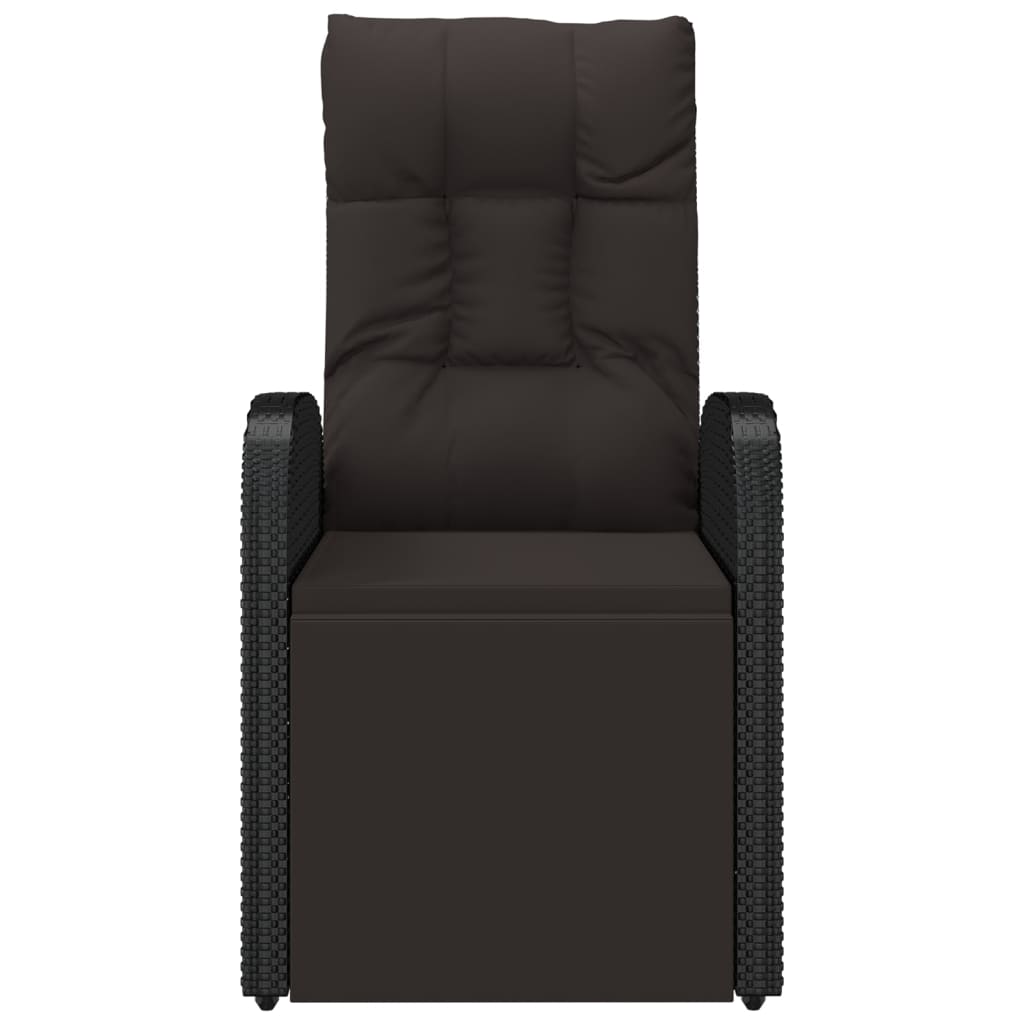 Reclining Garden Chairs With Cushions 2 Pcs Black Poly Rattan