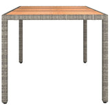 Garden Table With Wooden Top Poly Rattan&Solid Wood Acacia