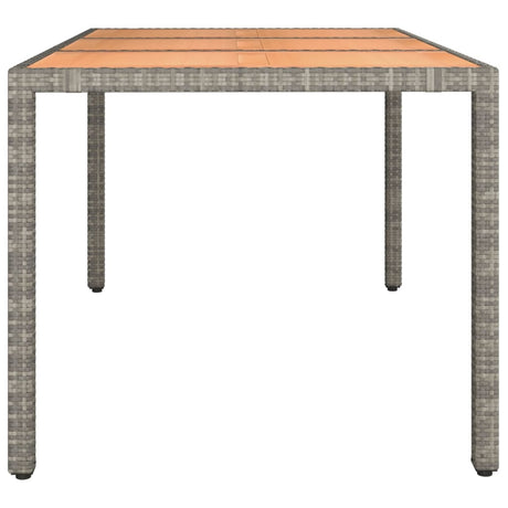 Garden Table With Wooden Top Poly Rattan&Solid Wood Acacia