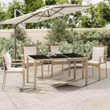 Garden Table With Wooden Top Poly Rattan&Solid Wood Acacia