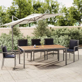 Garden Table With Wooden Top Poly Rattan&Solid Wood Acacia