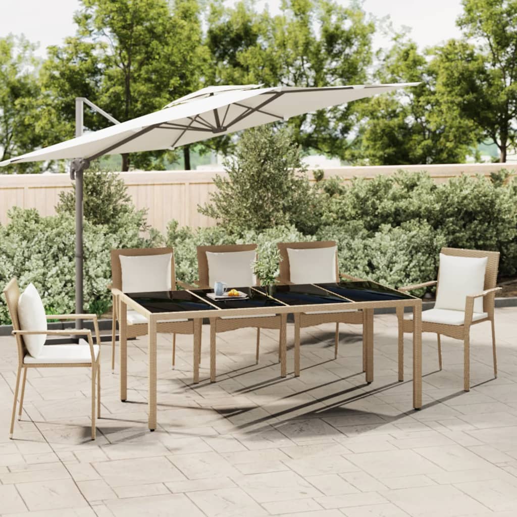 Garden Table With Wooden Top Poly Rattan&Solid Wood Acacia