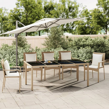 Garden Table With Wooden Top Poly Rattan&Solid Wood Acacia