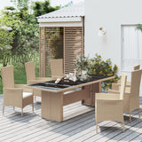 Garden Table With Wooden Top Poly Rattan&Solid Wood Acacia