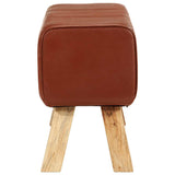 Gym Bok Bench Brown Real Leather And Solid Wood Mango