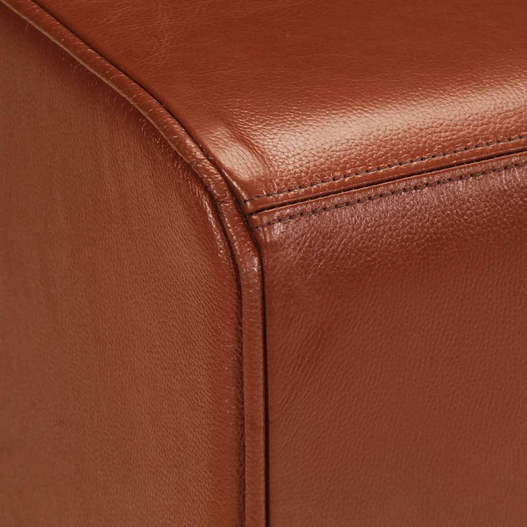 Gym Bok Bench Brown Real Leather And Solid Wood Mango