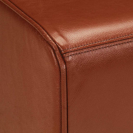 Gym Bok Bench Brown Real Leather And Solid Wood Mango