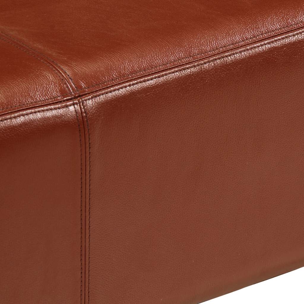 Gym Bok Bench Brown Real Leather And Solid Wood Mango