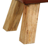 Gym Bok Bench Brown Real Leather And Solid Wood Mango