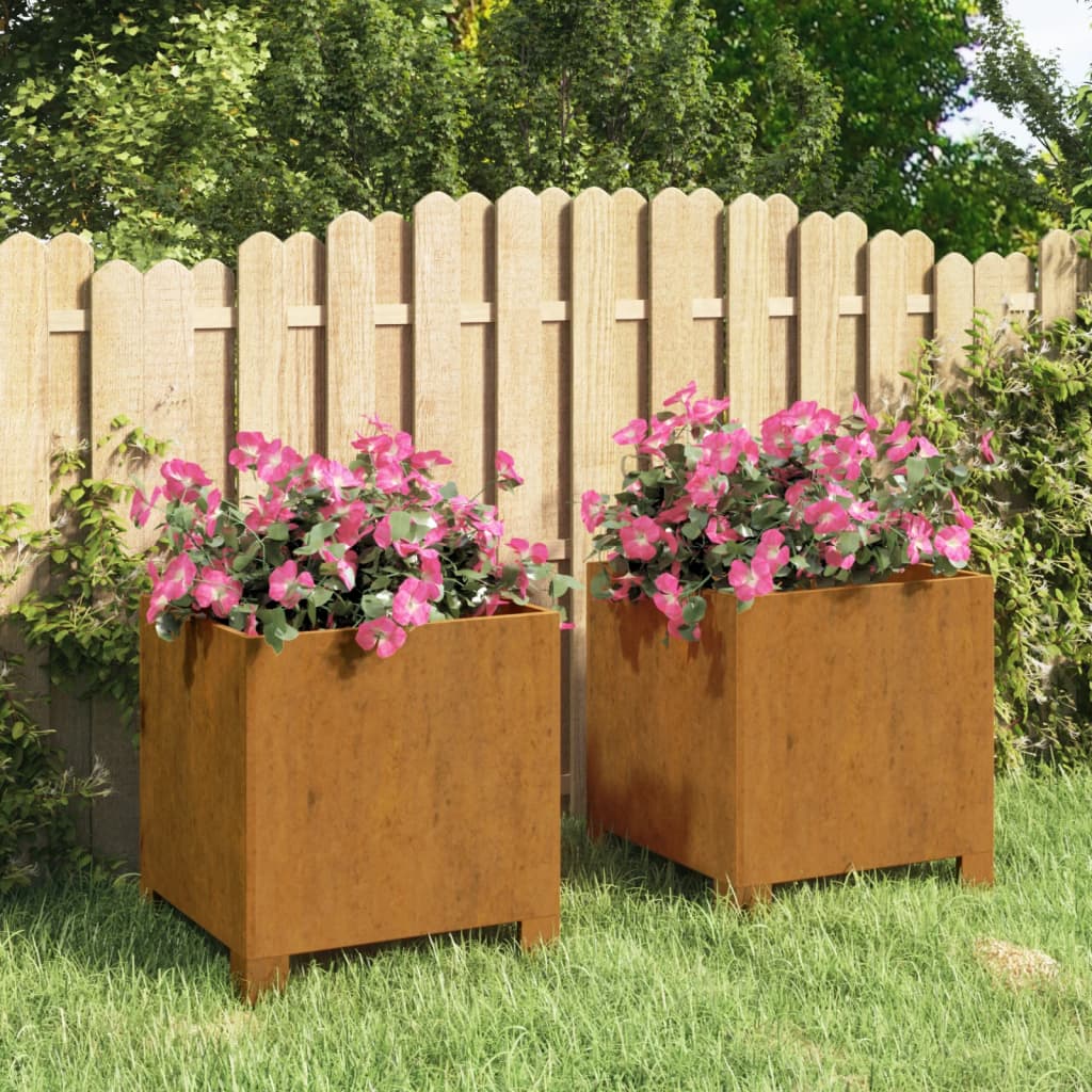 Planters With Legs 2 Pcs Rusty Corten Steel