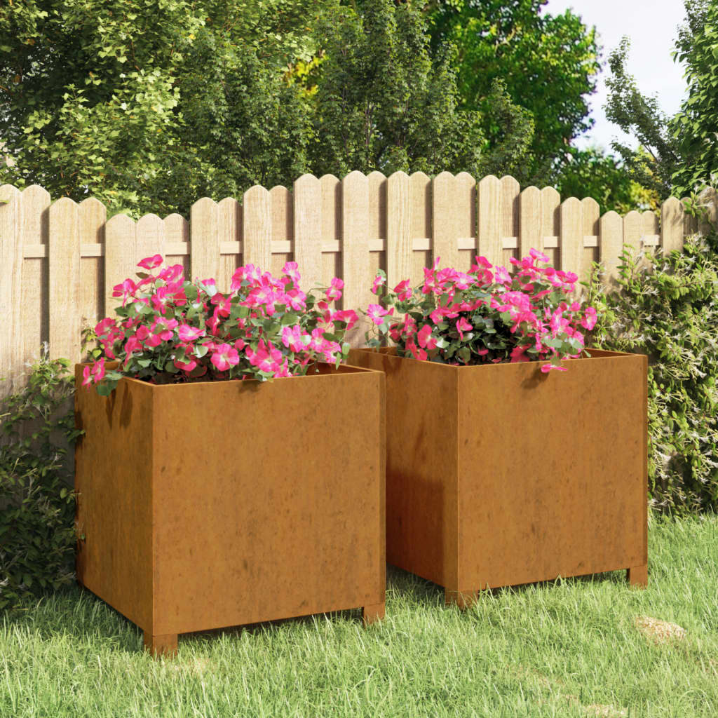 Planters With Legs 2 Pcs Rusty Corten Steel