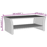Coffee Table 100X50X40 Cm Poly Rattan