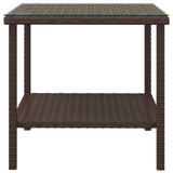 Side Table 45X45X45 Cm Poly Rattan And Tempered Glass