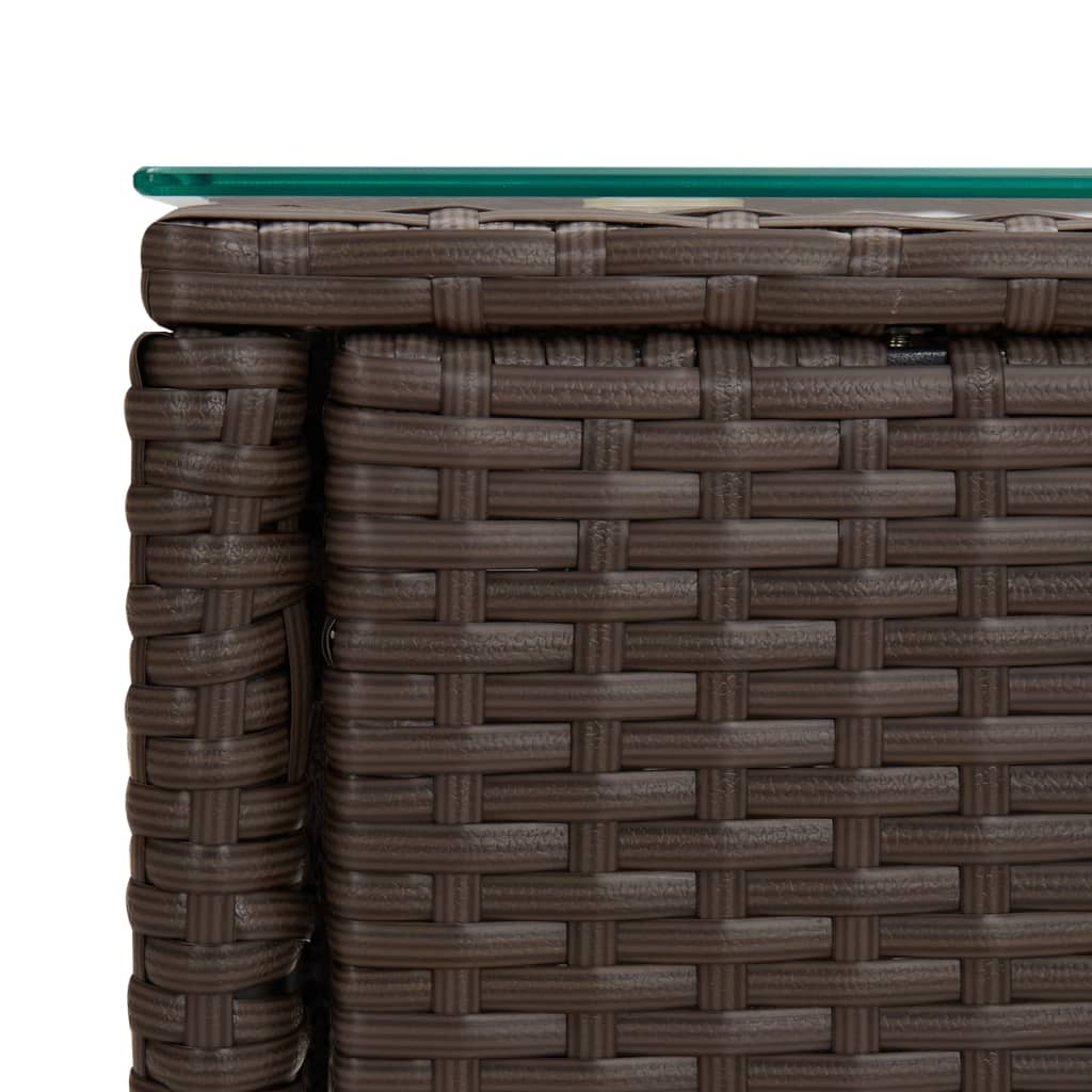 Side Table 53X37X48 Cm Poly Rattan And Tempered Glass