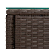 Side Table 53X37X48 Cm Poly Rattan And Tempered Glass