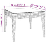 Side Table 50X50X38 Cm Poly Rattan And Tempered Glass