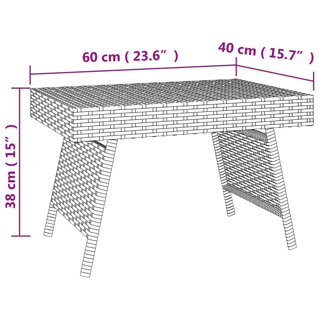 Foldable Side Table 60X40X38 Cm Poly Rattan