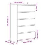 Drawer Cabinet 60X36X103 Cm Engineered Wood